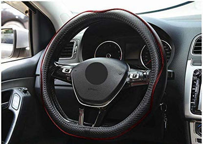 14-14.25,Black Red Mayco Bell Microfiber Leather Small Steering Wheel Cover 