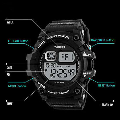 Picture of Men Military Sport Watch Fashion Multifunction Digital Watches Alarm Stopwatch Waterproof LED Wristwatch (229/Gold)