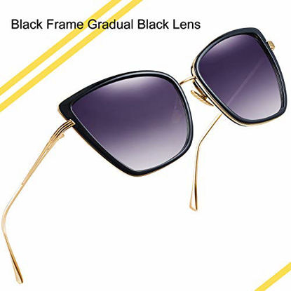 Picture of Joopin Oversized Cateye Sunglasses for Women, Fashion Metal Frame Cat Eye Womens Sunglasses (Black+Silver)