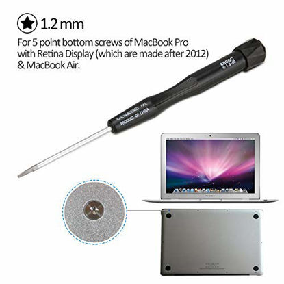 Picture of HQMaster Pentalobe Screwdriver for Apple MacBook Air & MacBook Pro with Retina Display Macs Notebook Laptop Back Case Bottom Cover Star Screws Computer Repairing Opening Tool