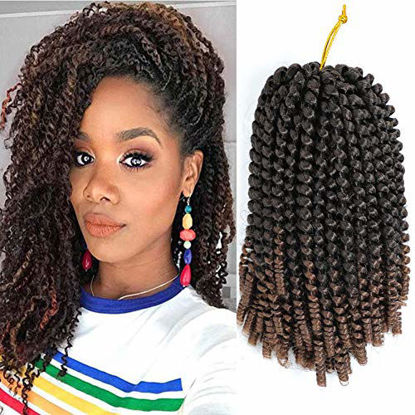 Picture of 6 Pack Spring Twist Crochet Braiding Hair 12 Inch Bomb Twist Crochet Braids Ombre Colors Low Temperature Kanekalon Synthetic Fluffy Hair Extensions 20 Strands 110g/Pack (12inches, T30#)