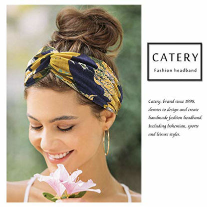 Picture of Catery Boho Headbands Criss Cross Headband Headpiece Bohemia Floal Twist Head Wrap Hair Band Vintage Stylish Elastic Turban Fabric Hairbands Fashion Hair Accessories for Women(Pack of 3) (Noble)