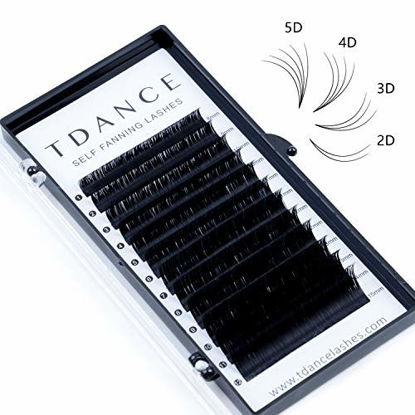 Picture of TDANCE Eyelash Extension Supplies Rapid Blooming Volume Eyelash Extensions Thickness 0.05 D Curl Mix 14-19mm Easy Fan Volume Lashes Self Fanning Individual Eyelashes Extension (D-0.05,14-19mm)