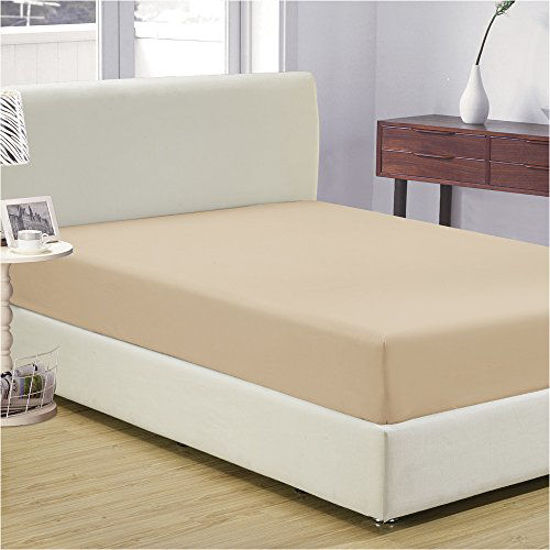 Picture of Mellanni Fitted Sheet Full Beige - Brushed Microfiber 1800 Bedding - Wrinkle, Fade, Stain Resistant - Deep Pocket - 1 Single Fitted Sheet Only (Full, Beige)