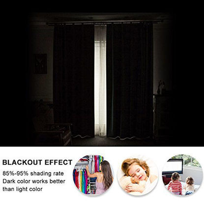 Picture of PONY DANCE Bedroom Blackout Curtains - Grey Window Treatments Set Home Decoration Curtains Light Blocking Solid Soft Rod Pocket Drapes for Bedroom Living Room, 52 by 54 in, Gray, 2 Pieces