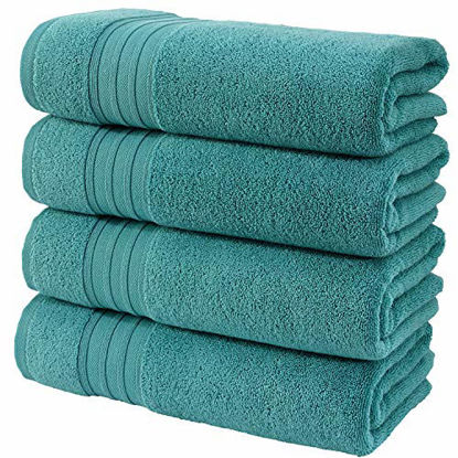 Picture of Hammam Linen 100% Cotton 27x54 4 Piece Set Bath Towels Green Water Super Soft, Fluffy, and Absorbent, Premium Quality Perfect for Daily Use 100% Cotton Towels