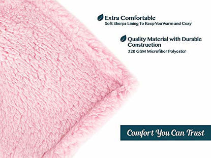 Picture of PAVILIA Plush Sherpa Throw Blanket for Couch Sofa | Fluffy Microfiber Fleece Throw | Soft, Fuzzy, Cozy, Shaggy, Lightweight | Solid Light Pink Blanket | 50 x 60 Inches