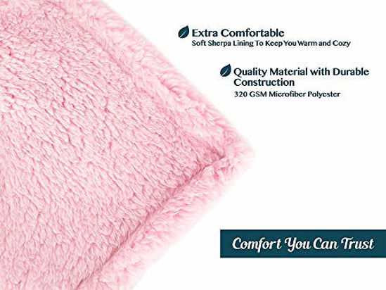 Picture of PAVILIA Plush Sherpa Throw Blanket for Couch Sofa | Fluffy Microfiber Fleece Throw | Soft, Fuzzy, Cozy, Shaggy, Lightweight | Solid Light Pink Blanket | 50 x 60 Inches