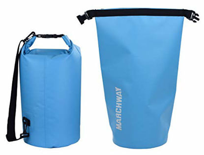 Picture of MARCHWAY Floating Waterproof Dry Bag 5L/10L/20L/30L, Roll Top Dry Sack for Kayaking, Rafting, Boating, Swimming, Camping, Hiking, Beach, Fishing, Skiing, Snowboarding (Light Blue, 10L)