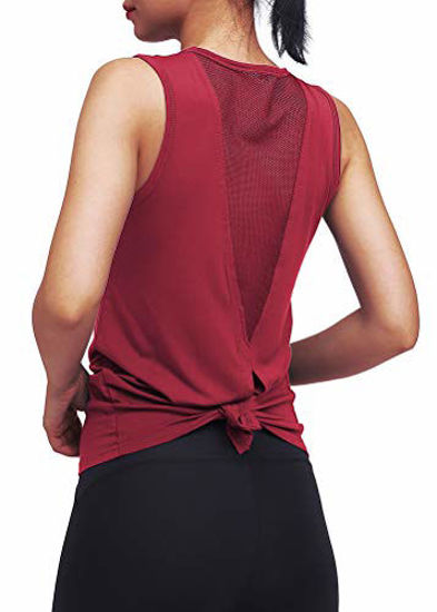 Mippo Summer Workout Tops for Women Summer Open Back Yoga Shirts Cute  Fitness Workout Tank Stretchy Sports Gym Winter Clothes Tie Back Running