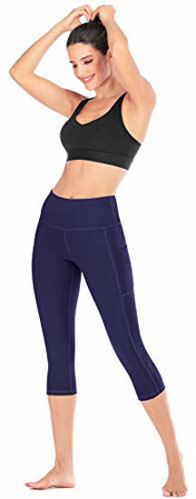 4 Way Stretch Capri Leggings with Pockets IUGA High Waist Yoga Pants with Pockets Tummy Control Yoga Capris for Women