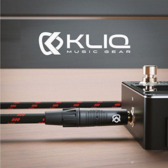 Custom Series with Premium Rean-Neutrik 1/4 Straight to Right Angle Gold Plugs 20 Ft Black/Red Tweed KLIQ Guitar Instrument Cable 