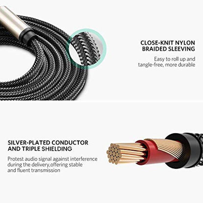 Picture of UGREEN Premium 6.35mm Mono Jack 1/4" TS Cable Unbalanced Guitar Patch Cords Instrument Cable Male to Male with Zinc Alloy Housing and Nylon Braid (15FT)