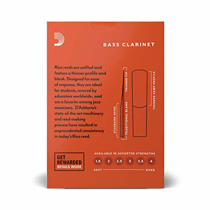 Picture of Rico Bass Clarinet Reeds, Strength 2.5, 10-pack