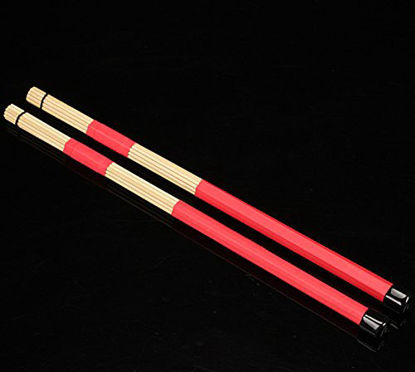 Picture of Jazz Drum Sticks Brushes Drumsticks Made of Bamboo. (Red)