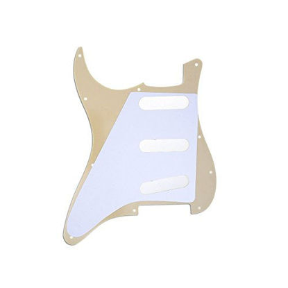 Picture of Musiclily SSS 11 Holes Strat Electric Guitar Pickguard Scratch Plate Pick Guards for Fender US/Mexico Made Standard Stratocaster Modern Style Guitar Parts, 1Ply Cream