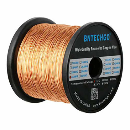 Picture of BNTECHGO 22 AWG Magnet Wire - Enameled Copper Wire - Enameled Magnet Winding Wire - 3.0 lb - 0.0256" Diameter 1 Spool Coil Natural Temperature Rating 155 Widely Used for Transformers Inductors