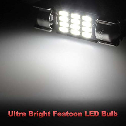 Picture of Yorkim 6418 LED Bulb, 36mm Festoon LED Bulb 6500K White Super Bright Interior Lights 12-SMD 4014 Chipsets, 4410 6418 DE3423 C5W LED Bulb for Dome Light Map Light, Pack of 4