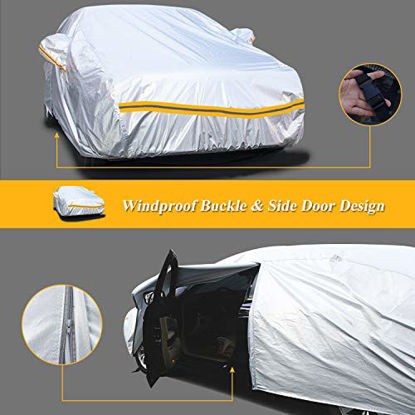 Picture of Autsop Car Cover Waterproof all Weather,6 Layers Car Cover for Automobiles Outdoor Full Cover Sun Hail UV Dust Protection with Zipper, Universal A7-2L+(Fits Hatchback up to 177")