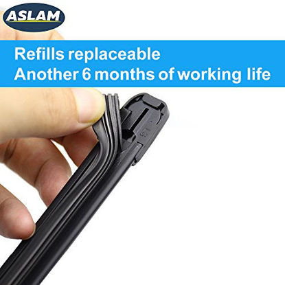 Picture of Windshield Wipers,ASLAM Type-G 24"+14" Wiper Blades:All-Season Blade for Original Equipment Replacement and Refills Replaceable,Double Service Life(set of 2)