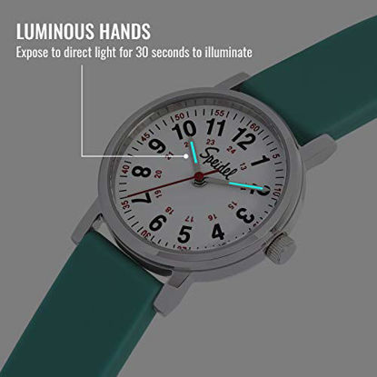 Picture of Speidel Womens Blue Scrub Petite Watch for Medical Professionals - Easy to Read Small Face, Luminous Hands, Silicone Band, Second Hand, Military Time for Nurses, Students in Scrub Matching Colors