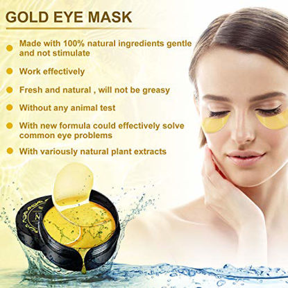 Picture of Gold Eye Mask, POSTA 60 PCS Eye Treatment Mask With Collagen, Under Eye Mask Treatment for Puffy Eyes, Dark Circles Corrector, Used for Eye Bags, Anti Aging Patches Luxury Gift for Women and Men