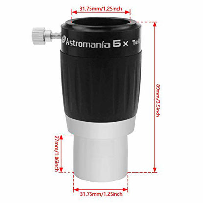 Picture of Astromania 1.25" 4-Elements 5X TeleXtender Premium Barlow Lens - apochromatic Barlow Lens Giving an Excellent Image