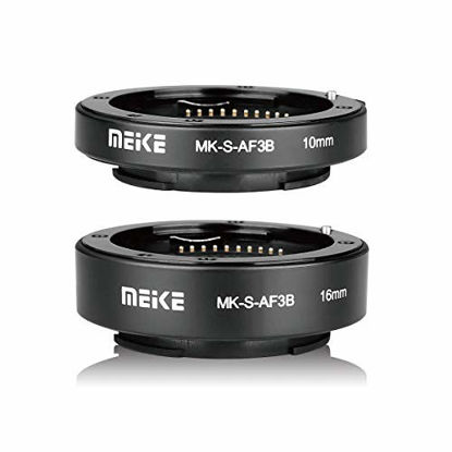 Picture of MEIKE MK-S-AF3B Plastic Auto Focus Macro Extension Tube Adapter Ring 10mm 16mm for Sony E-Mount FE-Mount Mirrorless Camera A7 A7M2 NEX3 MEX5 NEX6 NEX7 A5000 A6000 A6300 A6500 A9 etc (S-AF-3B)