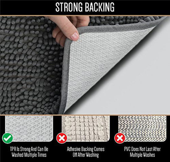 Picture of Gorilla Grip Original Luxury Chenille Bathroom Rug Mat, 44x26, Extra Soft and Absorbent Large Shaggy Rugs, Machine Wash Dry, Perfect Plush Carpet Mats for Tub, Shower, and Bath Room, Ivory Cream