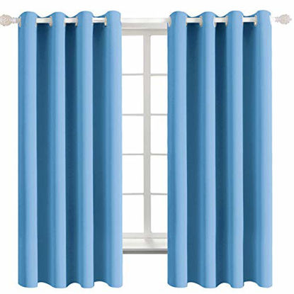 Picture of BGment Blackout Curtains - Grommet Thermal Insulated Room Darkening Bedroom and Living Room Curtain, Set of 2 Panels (52 x 63 Inch, Sky Blue)
