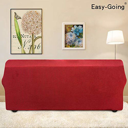Picture of Easy-Going Stretch 4 Seater Sofa Slipcover 1-Piece Sofa Cover Furniture Protector Couch Soft with Elastic Bottom for Kids,Polyester Spandex Jacquard Fabric Small Checks (XX Large,Christmas Red)