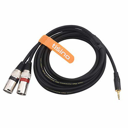 Picture of TISINO 3.5mm to Dual XLR Stereo Cable 1/8 inch Mini Jack to 2 XLR Male Y Splitter Adapter Cord- 6.6 FT