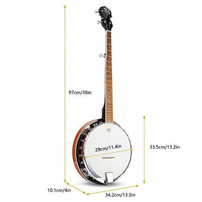 Picture of Vangoa 5 String Banjo Remo Head Closed Solid Back with beginner Kit, Tuner, Strap, Pick up, Strings, Picks and Bag