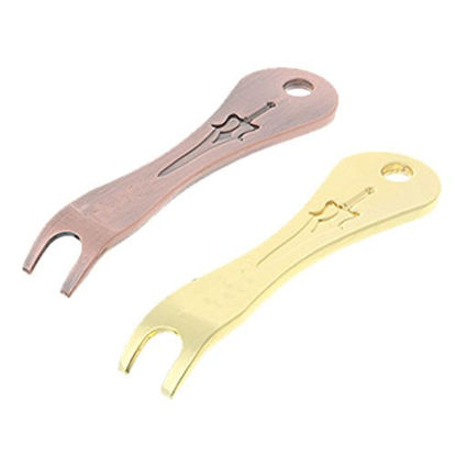 Picture of Acoustic Guitar Bridge Pins Puller Peg Remover - Strings Change - Multifunction Guitar Peg Puller Bridge Pin Remover Extractor Removal Metal Handy Tool Kit Accessories (Bronze)