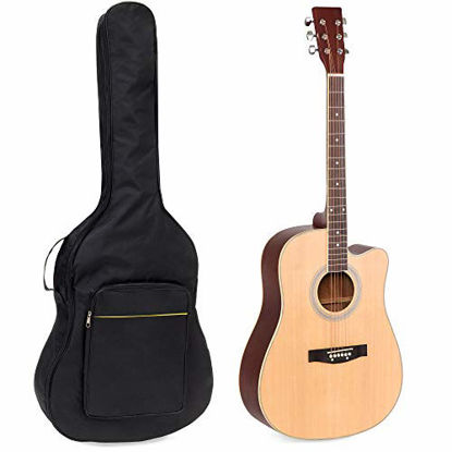 Picture of Best Choice Products 41in Full Size Beginner All Wood Acoustic Guitar Starter Set w/Case, Strap, Capo, Strings, Picks, Tuner - Natural