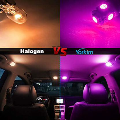 Picture of Yorkim 194 Led Bulb Pink Purple, Ultra Bright Universal Fit 168 Led Bulb Pink/Purple, T10 Led Bulb Purple, W5W LED Bulb for Car Interior Dome Map Door Courtesy License Plate Lights- Pack of 10