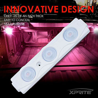 Picture of Xprite Pink Led Rock Light for Bed Truck, 24 LEDs Cargo Truck Pickup Bed, Off Road Under Car, Foot Wells, Rail Lights, Side Marker LED Rock Lighting Kit w/Switch - 8 PCs