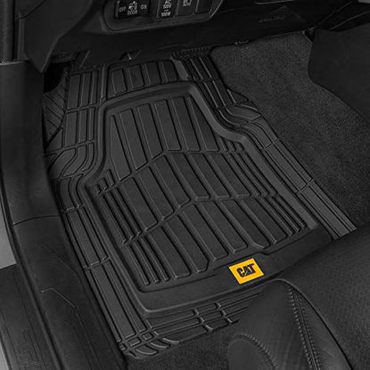 Picture of Caterpillar CAT (3-Piece) Deep Dish Heavy Duty Odorless Rubber Floor Mats, Total Protection Durable Trim to Fit Liners for Car Truck SUV & Van, All Weather, 01-Black (CAMT-1003-BK)