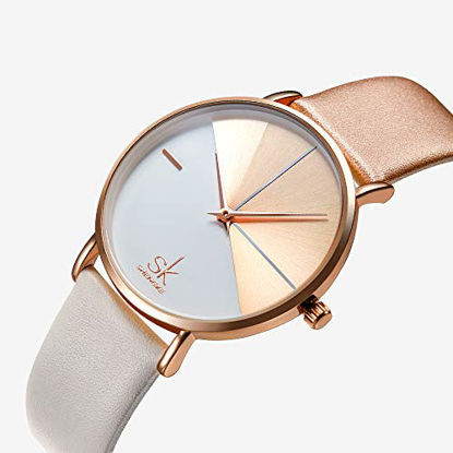 Picture of SK Fashion Women Watches Leather Band Simple Decent Casual Waterproof Lady Watchreloj de Mujer