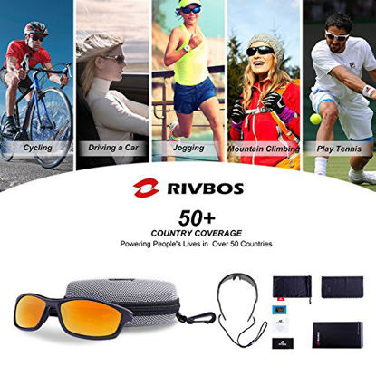 Picture of RIVBOS Polarized Sports Sunglasses Driving Sun Glasses shades for Men Women Tr 90 Unbreakable Frame for Cycling Baseball Running Rb833 833-black rainbow lens
