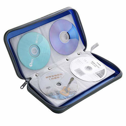 Picture of Siveit 80 Capacity Heavy Duty CD/DVD Wallet Binder, Storage, Case, Bag, Holder, Booklet (Blue)