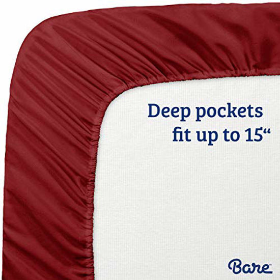 Picture of Bare Home Fitted Bottom Sheet King - Premium 1800 Ultra-Soft Wrinkle Resistant Microfiber - Hypoallergenic - Deep Pocket (King, Red)