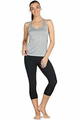 Picture of icyzone Workout Tank Tops for Women - Racerback Athletic Yoga Tops, Running Exercise Gym Shirts(Pack of 3)(L, Black/Granite/Orange)