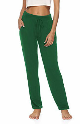 Picture of DIBAOLONG Womens Yoga Pants Wide Leg Comfy Drawstring Loose Straight Lounge Running Workout Legging Inkgreen M