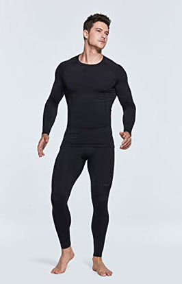 Picture of TSLA Men's Thermal Long Sleeve Compression Shirts, Athletic Base Layer Top, Winter Gear Running T-Shirt, Authentic(yud54) - Black, Large