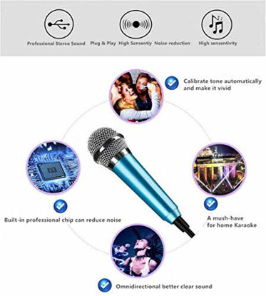 Picture of Mini Karaoke Microphone, Mini microphone Mini Voice Recording Microphone Portable Karaoke Mic for Singing, Recording, Voice Recording (blue)