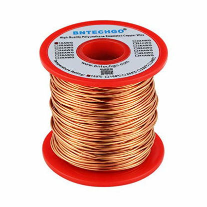 Picture of BNTECHGO 18 AWG Magnet Wire - Enameled Copper Wire - Enameled Magnet Winding Wire - 1.0 lb - 0.0393" Diameter 1 Spool Coil Natural Temperature Rating 155 Widely Used for Transformers Inductors