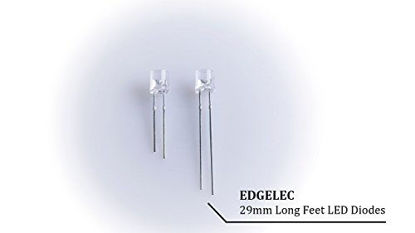 Picture of EDGELEC 100pcs 5mm RGB Tri-Color (Red Green Blue Multicolor) 4Pin LED Diodes Common Anode Diffused Round Lens 29mm Long Lead +300pcs Resistors (for DC 6-12V) Included,Light Emitting Diodes