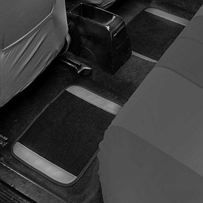 Picture of FH Group F14408GRAYBLACK Universal Fit Carpet Floor Mat (with Faux Leather for Cars, Coupes, Small SUVs)