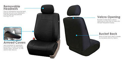Picture of FH Group PU001102 PU Leather Seat Covers (Black) Front Set - Universal Fit for Cars Trucks & SUVs